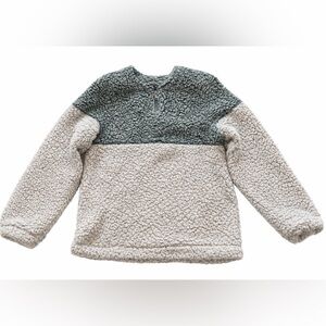 Cozy Sherpa Half Zip Pullover Faux Fur Colorblock Size L
